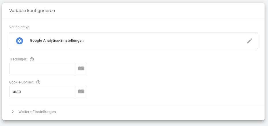 Google Tag Manager: Tracking-ID Speichern