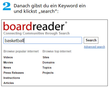 Keyword Recherche: Keyword Eingeben Mit Beispiel Basketball Auf BoardReader.com