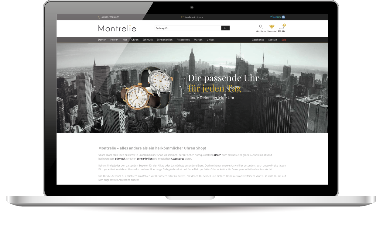 Projekt Montrelie: Laptopbildschirm Mit Webseite